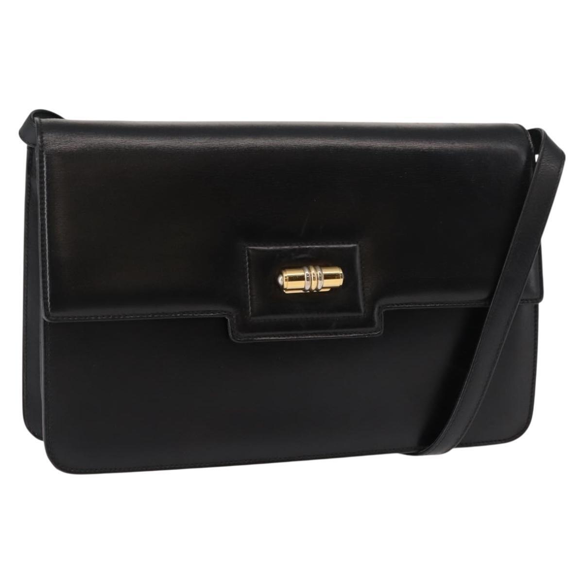 Gucci Shoulder Bag Leather Black Gold 004 33 0241 Auth Ba7133